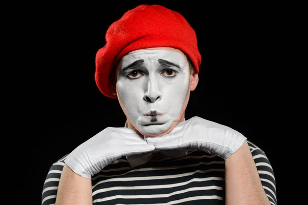 Portrait Sad Male Mime Black Pantomime Sketch Performed Man Head — Stock Photo, Image