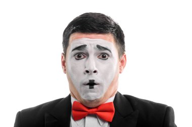 Bir MIME, korkmuş yüz buruşturma