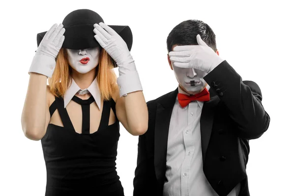 Mime actors are hiding eyes