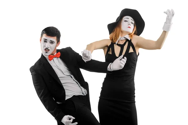 Two mimes on white — Stock Photo, Image