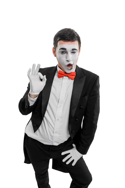 Male mime showing alright sign — Stock Photo, Image