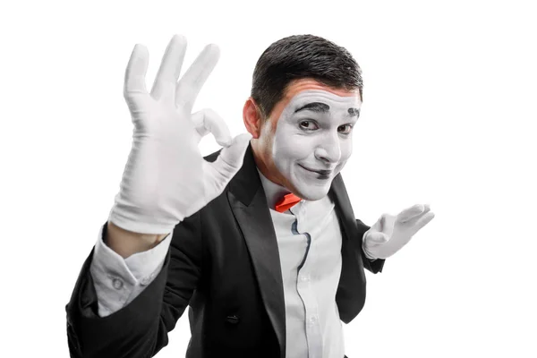 MIME-acteur tonen Ok teken — Stockfoto