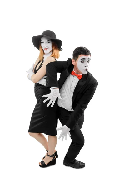 Female and male mimes posing — Stock Photo, Image