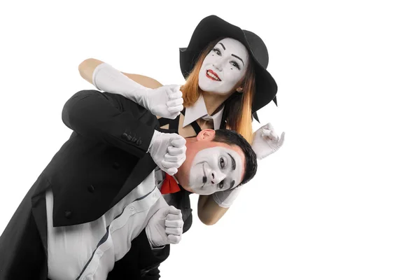 Funny mimes on white — Stock Photo, Image
