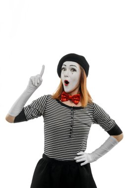 Kadın MIME işaret parmağı yukarıya