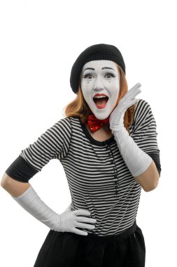 Mutlu kadın MIME beyaz