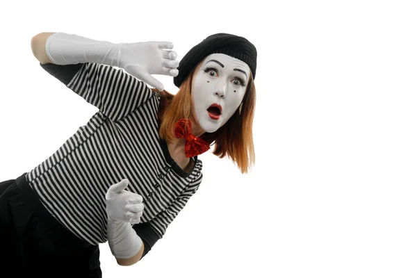 Portrait of female mime artist — Stock Photo, Image