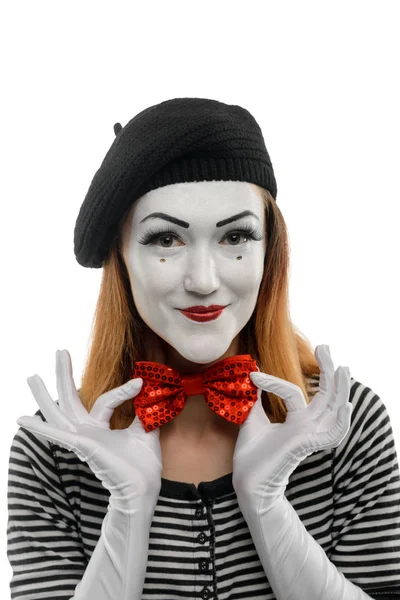 Vertical portrait of female mime — Stock Photo, Image
