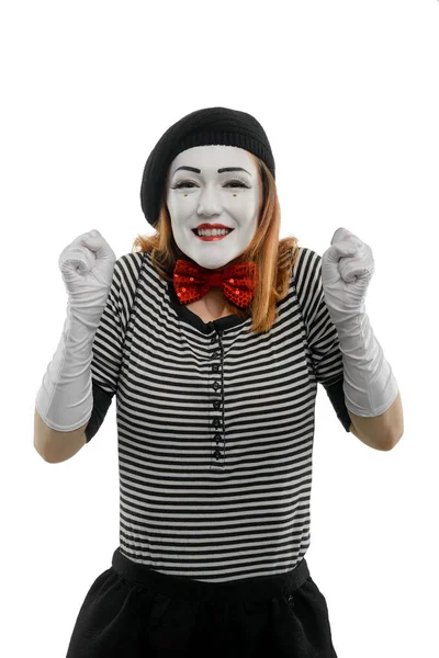 Portrait of delighted female mime — Stock Photo, Image