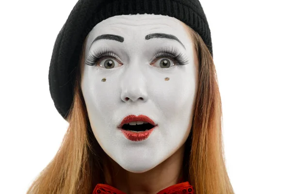 Close view on female mime — Stock Photo, Image