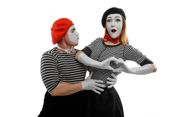 Portrait romantique de deux mimes — Photo