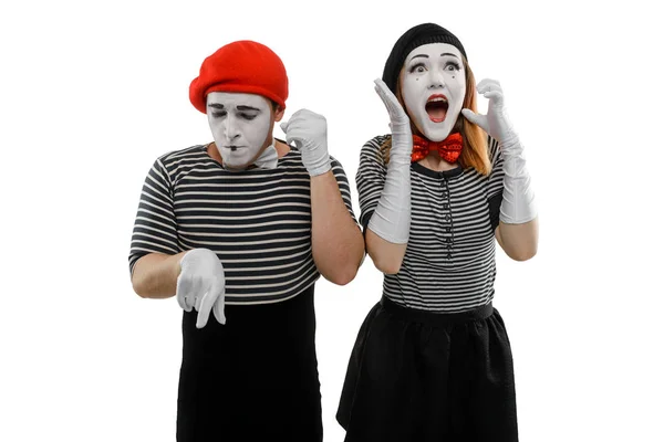 Mimes talking on the phone — Stock Photo, Image