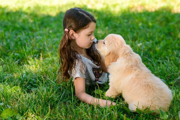 女の子と犬 — ストック写真