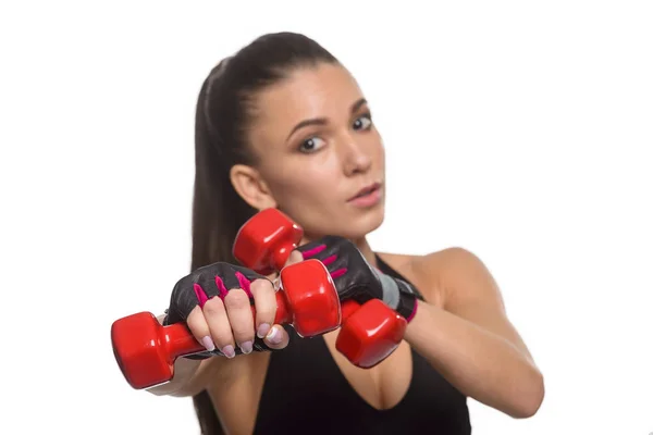 Atleta fazendo exercícios com halteres — Fotografia de Stock