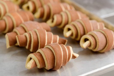 Çikolatalı kruvasan makro görünümü