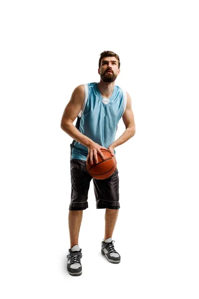 Basketball player looking at basket — Stock Photo, Image