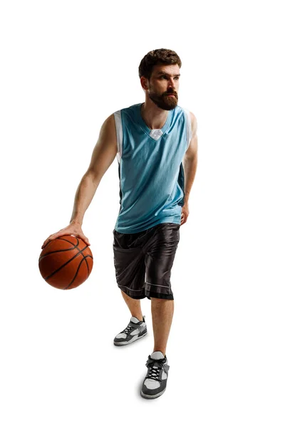 Jogador de basquete confiante em branco — Fotografia de Stock