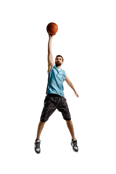 Saltar tiro de jogador de basquete — Fotografia de Stock