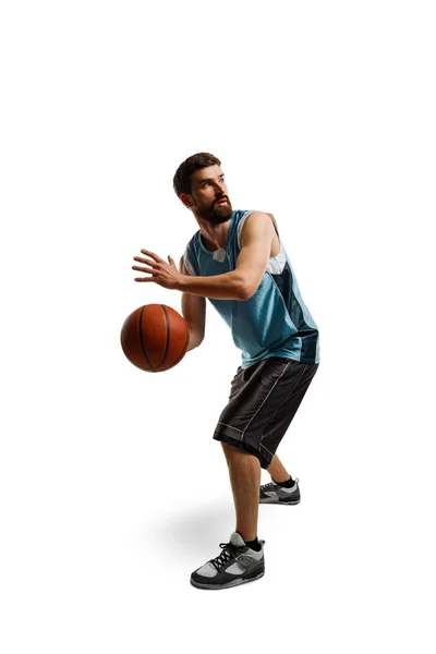 बास्केटबॉल खिलाड़ी एक गेंद पकड़े हुए — स्टॉक फ़ोटो, इमेज