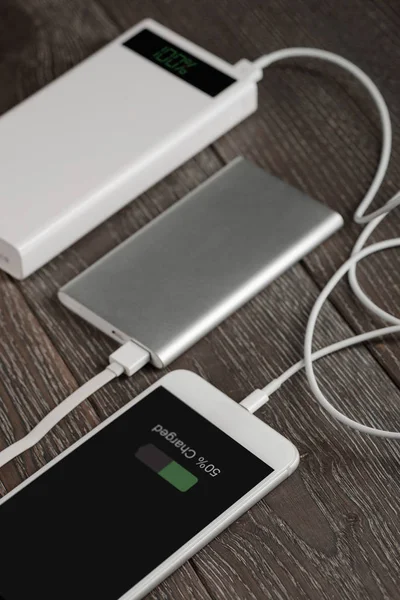 Cell phone charging via bank