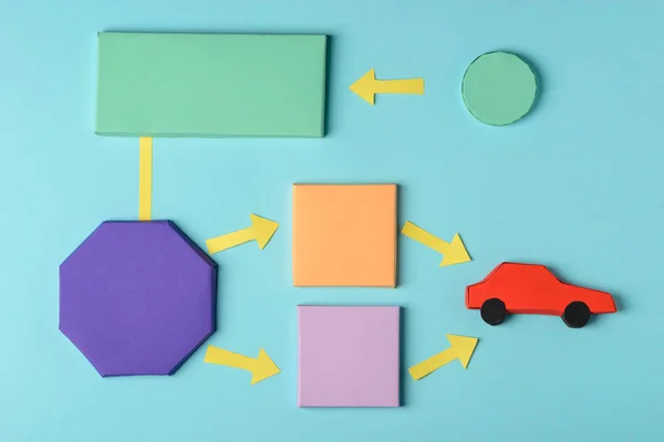 Kağıt blokları ve araba modeli — Stok fotoğraf