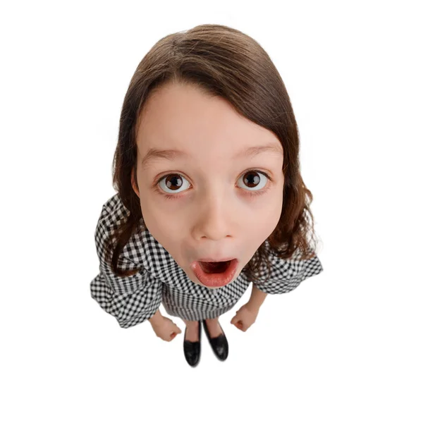 Grappig meisje met verbaasd gezicht — Stockfoto