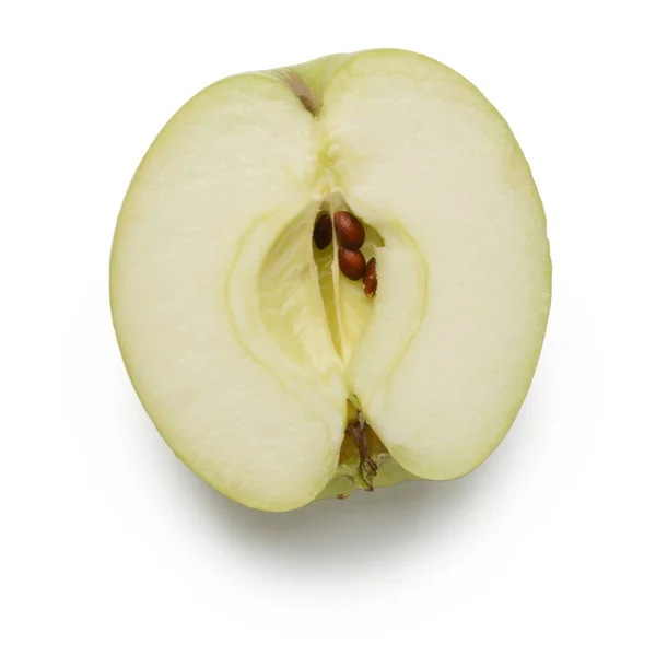 Manzana verde mitad en blanco — Foto de Stock