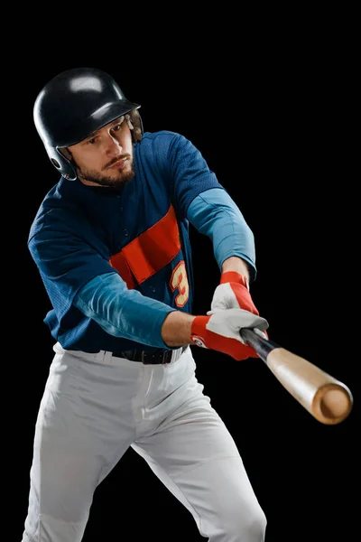 Jogador de beisebol praticando um hit — Fotografia de Stock
