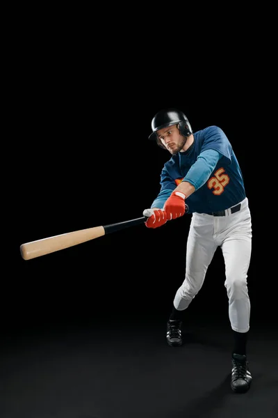 Baseball játékos lengett a denevér — Stock Fotó