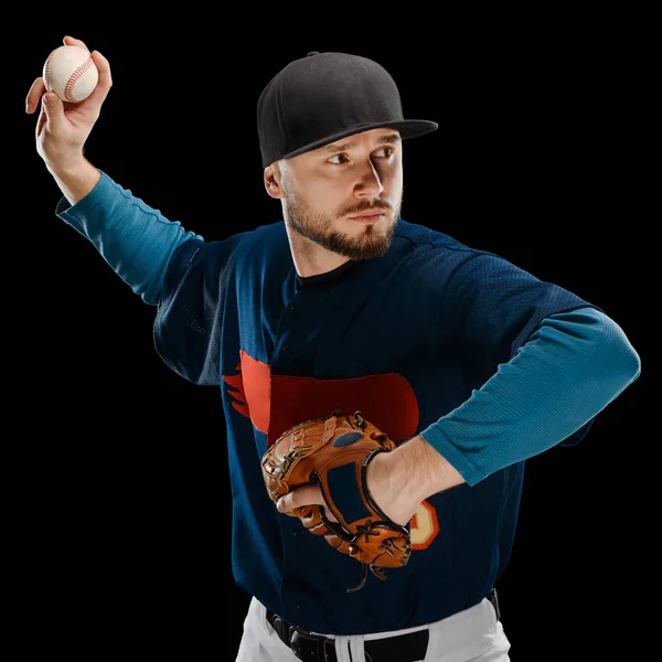 Arremessador de beisebol fazendo um lance — Fotografia de Stock