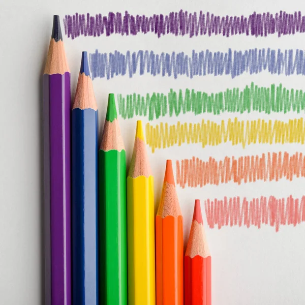 Colored pencils and LGBT rainbow — Stock Photo, Image