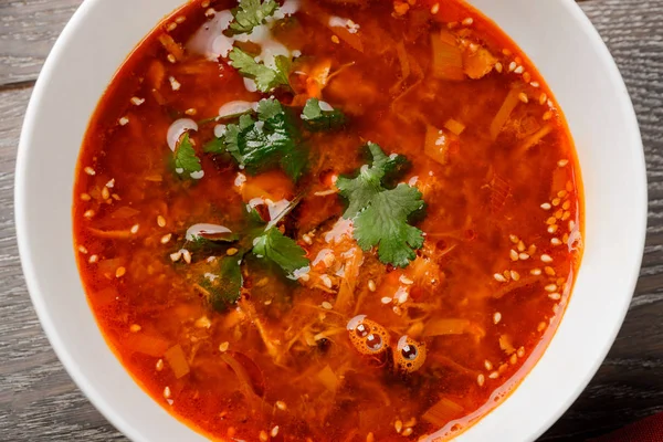 Close up on red soup — Stock Photo, Image