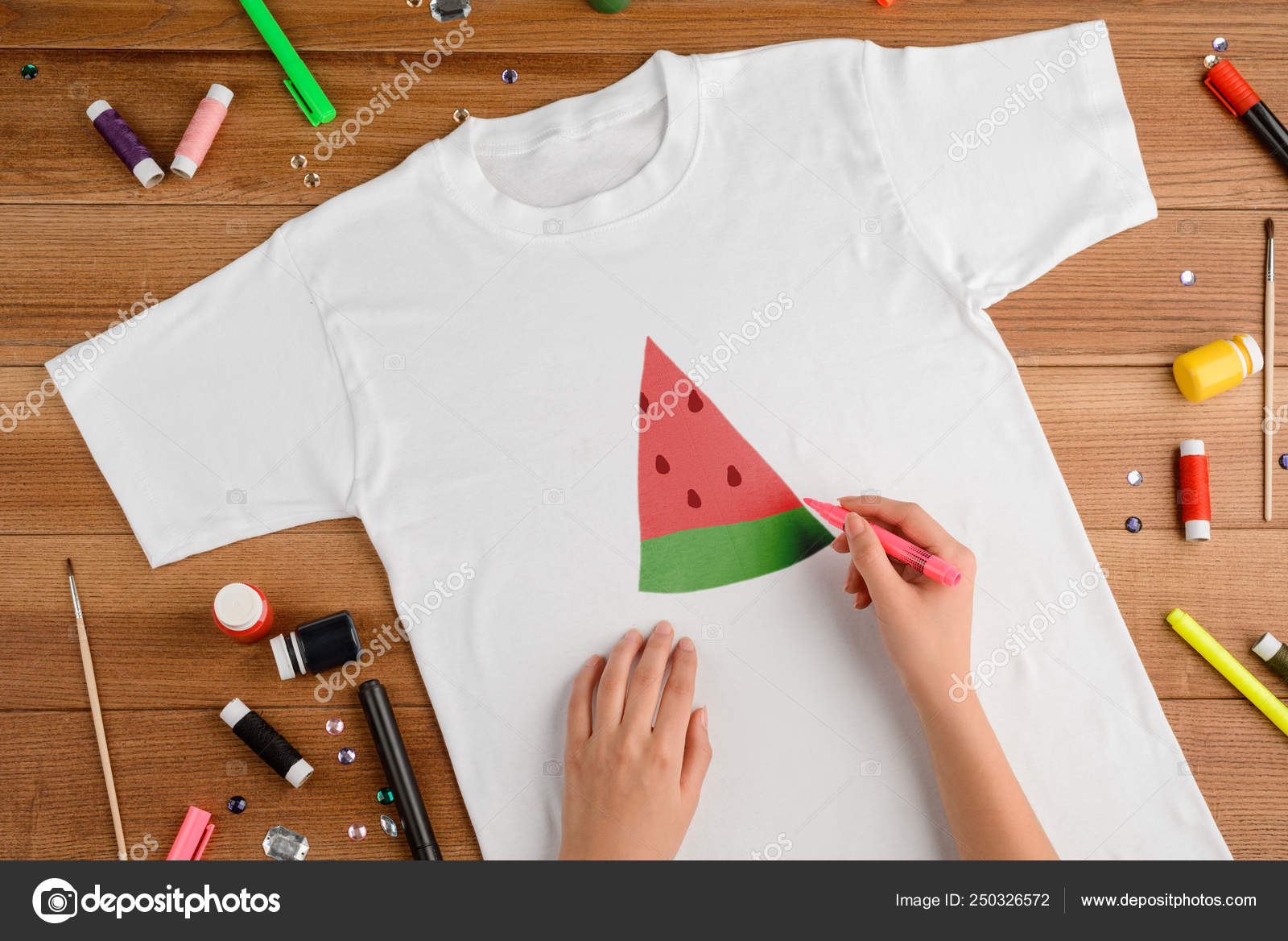 Woman Drawing Watermelon Slice Stock Photo Image By C Ygphoto 250326572