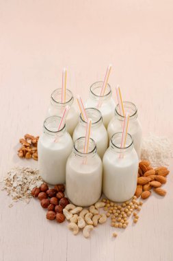 Plant milks and natural ingredients clipart