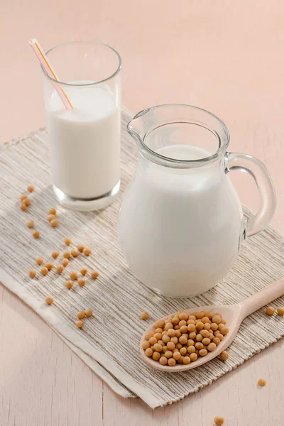 Jug of soy milk — Stock Photo, Image