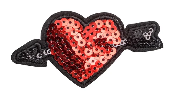 Heart with arrow sequin patch — Stock Photo, Image