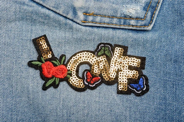 Love sequin patch — Stock Photo, Image