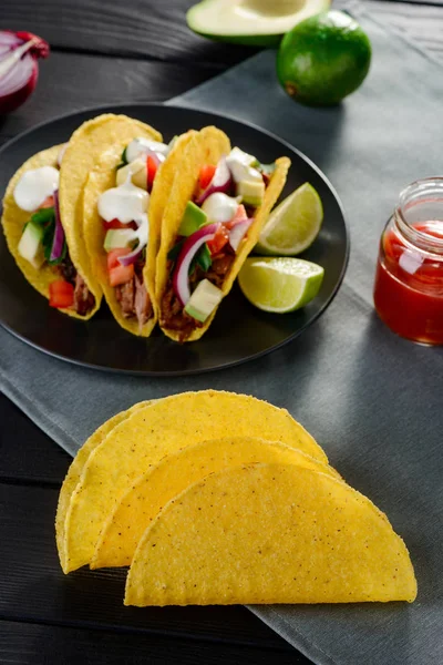 Taco's en maïs tortilla 's — Stockfoto
