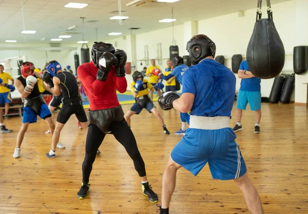 Lutadores de boxe durante sessão de treinamento — Fotografia de Stock
