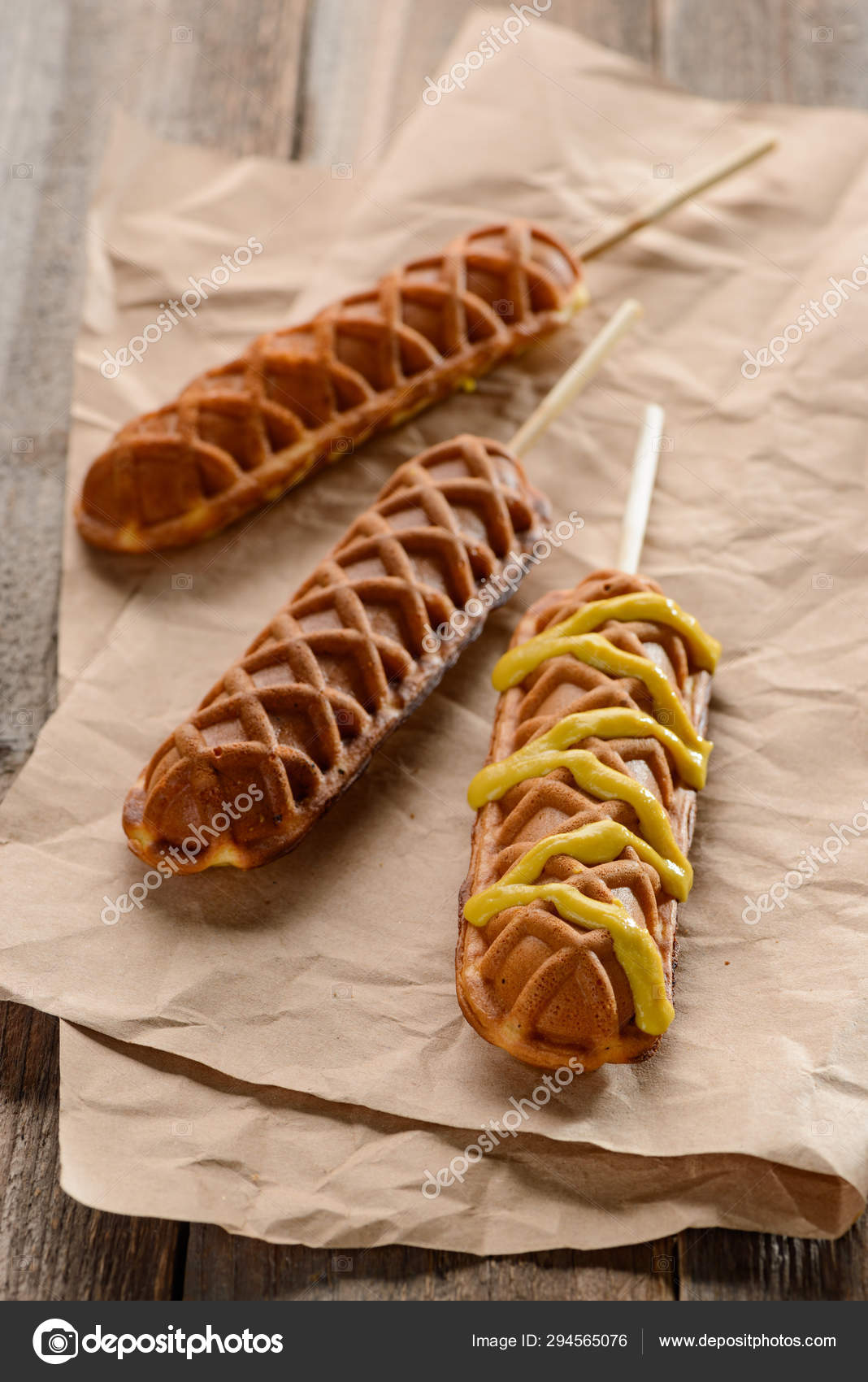Tasty Waffle Corn Dogs Stock Photo C Ygphoto 294565076