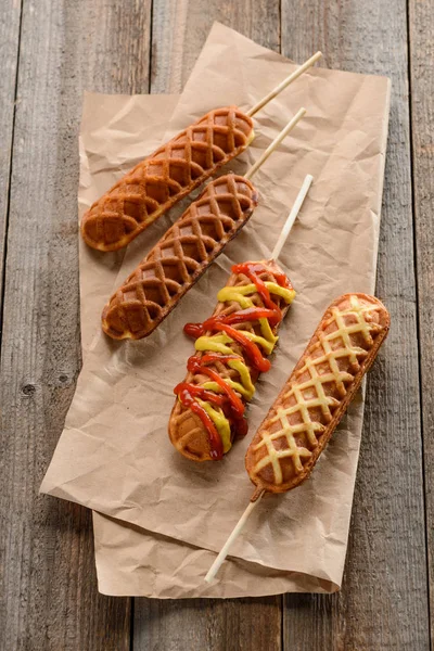 Waffle corn dogs