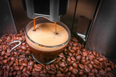 Kahve, kahve kiriş arka plan yapma espresso makinesi