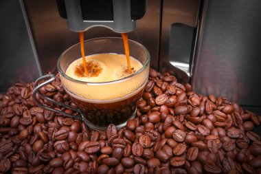 Kahve, kahve kiriş arka plan yapma espresso makinesi