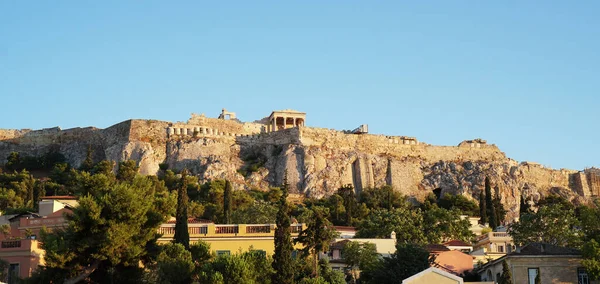 Zachód Słońca Ateny Wzgórze Akropol — Zdjęcie stockowe