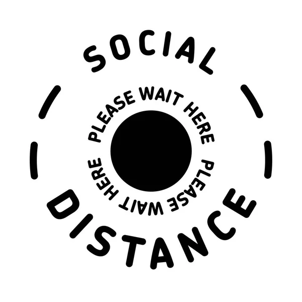 Social Distance Please Wait Here Sticker Floor Wall Icon Symbol — Stock Vector