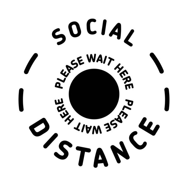 social distance please wait for here sticker floor wall icon symbol vector