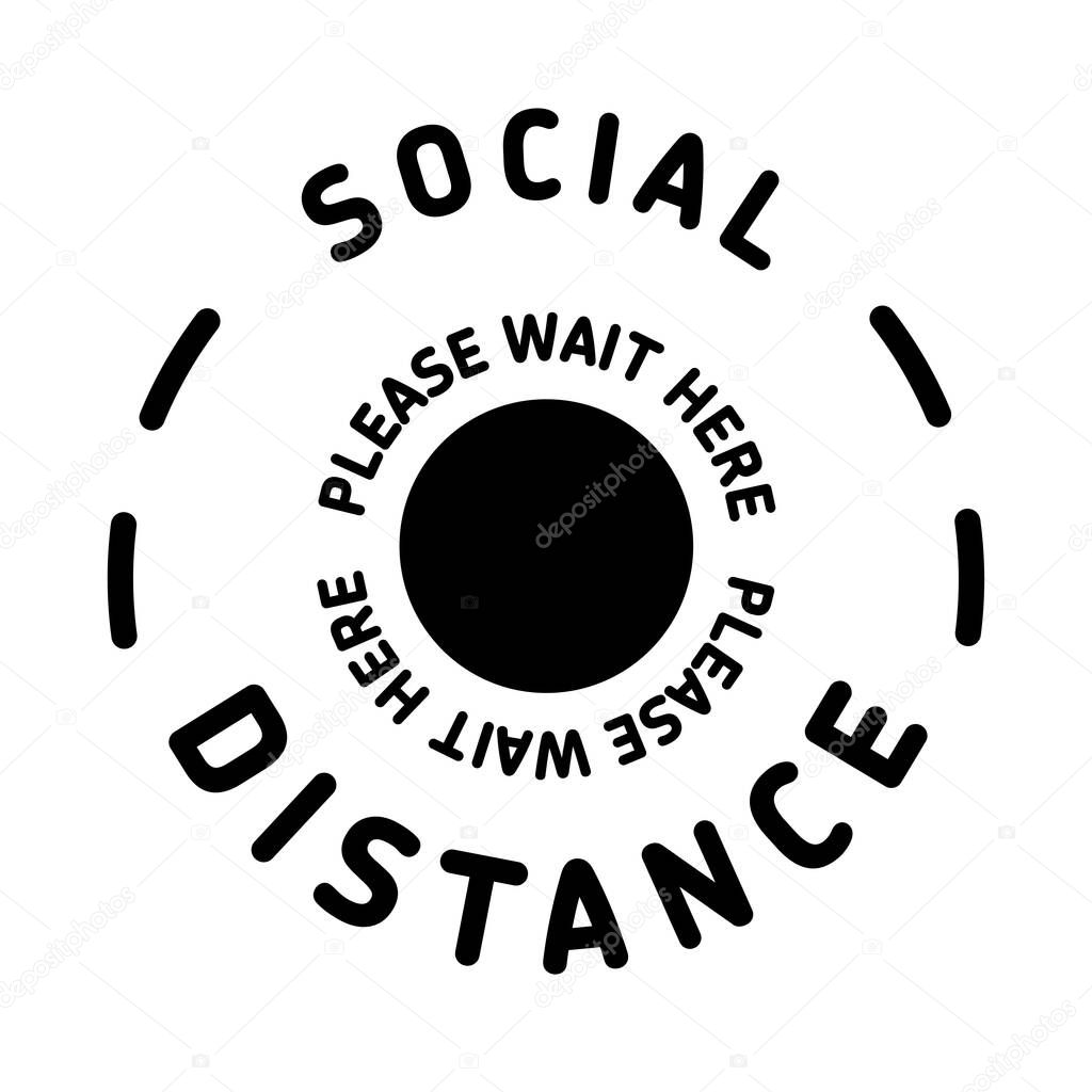 social distance please wait for here sticker floor wall icon symbol vector