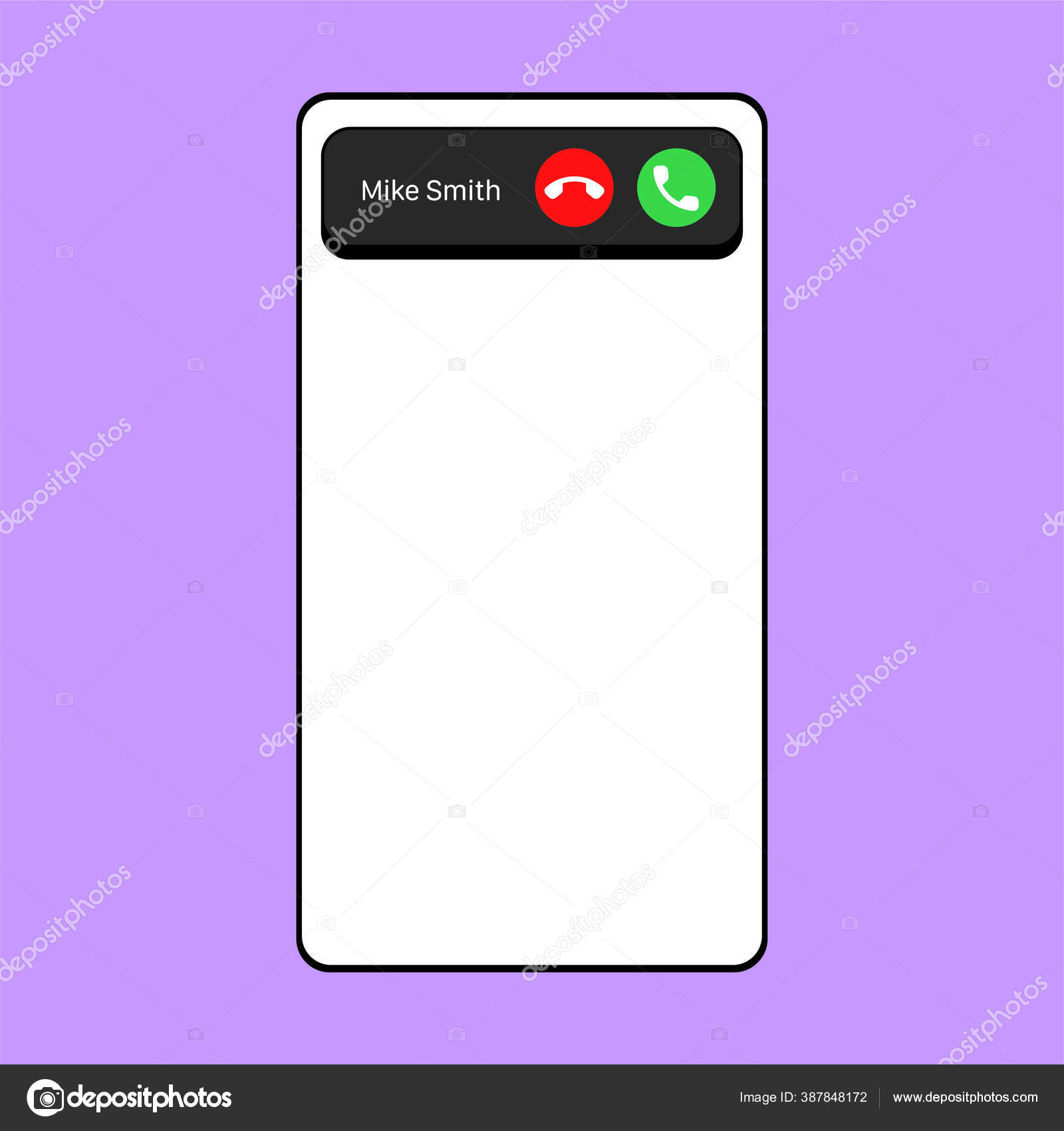 Iphone Call Screen Interface Accept Button Decline Button Incoming Call  Stock Vector Image by ©ufukaydin #387848172