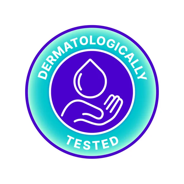 Dermatolojik olarak test edilmiş su damlası ikon vektör illüstrasyon sembolü etiketi