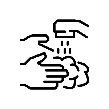 Köpüklü el yıkama ikonu vektör çizelgesi, düzenlenebilir çizgi yolu
